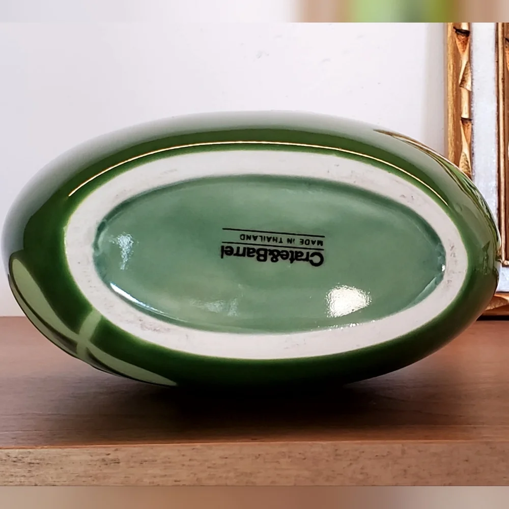 Crate&Barrel Avacado Green Ceramic Vase, 8.5